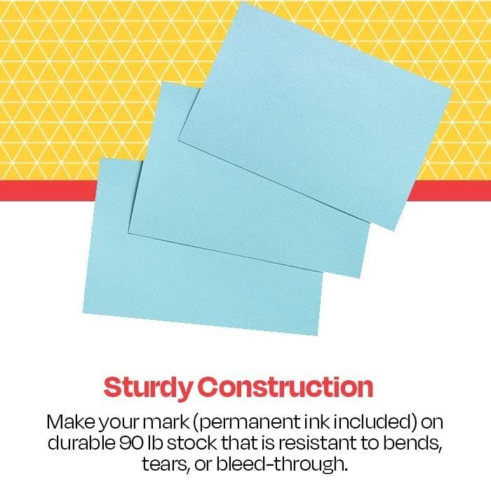 School Smart Unruled Index Cards, 5 x 8 Inches, Blue, Pack of 100 - Image 2